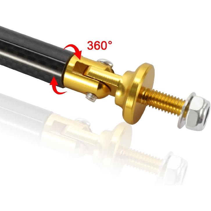 2 Pcs 45mm Car Adjustable Front/Rear Bumper Lip Splitter Support Strut Rod Gold