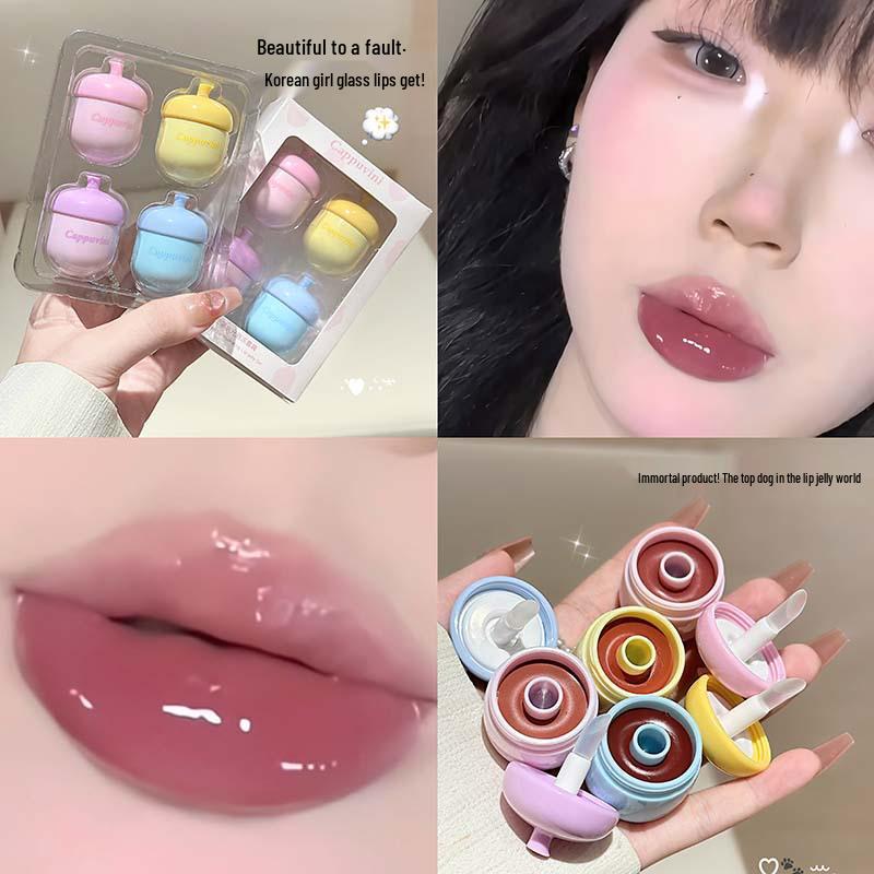 CAPPVINI Little Pine Cone Plumping Watery Lip Gloss - Mirror Shine for Students & Parties