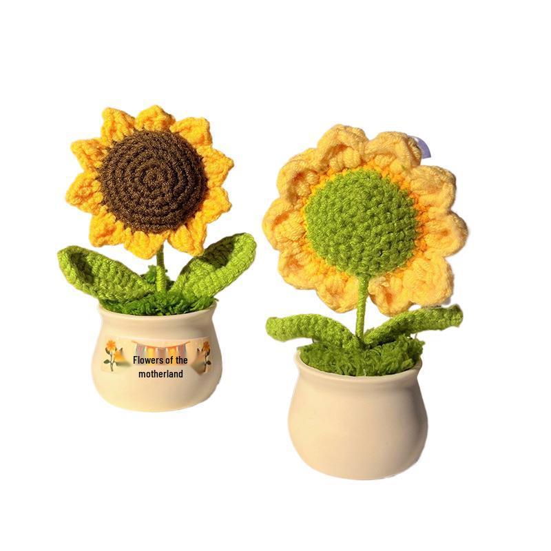 Handmade Sunflower Desk Decoration - Woven Bouquet Gift for Students & Girls