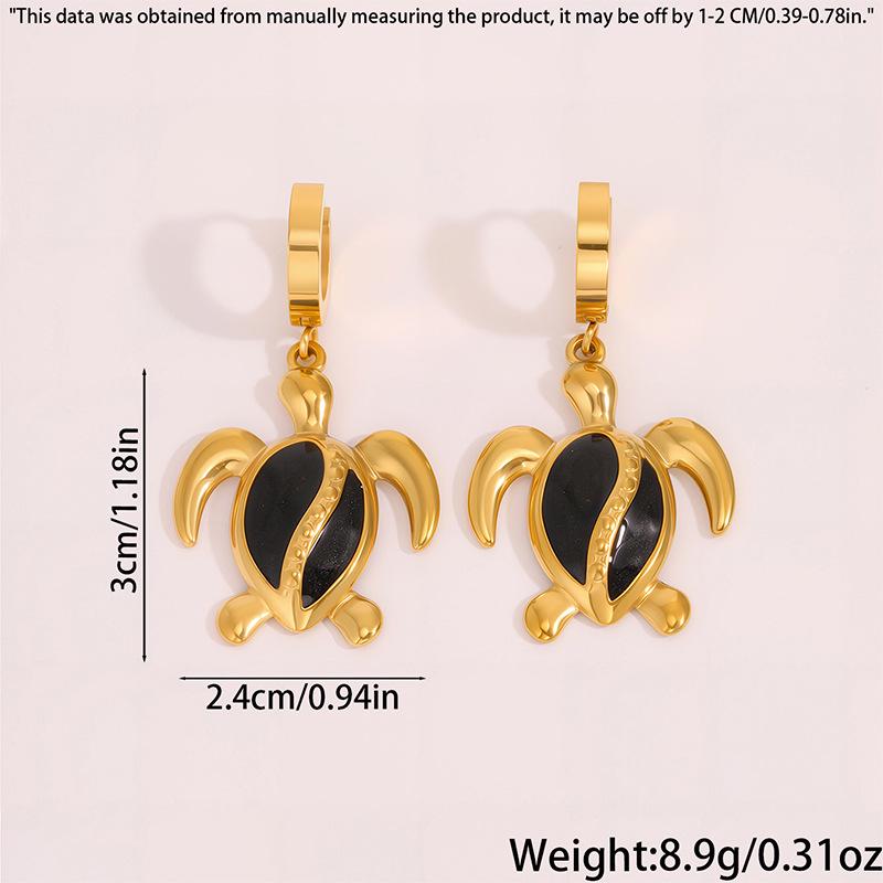 Эмалированные серьги-подвески в морском стиле с морской черепахой - Женские из нержавеющей стали, роскошные