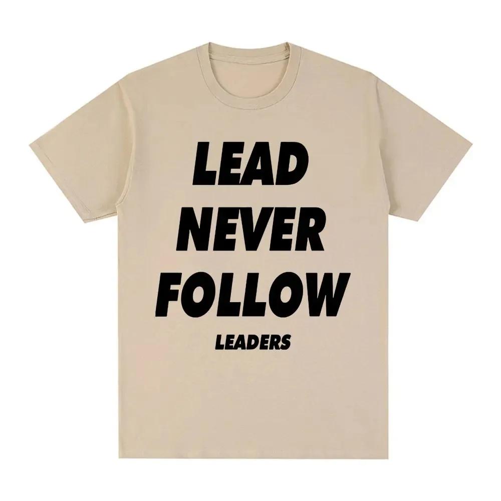 Chief Keef Футболка с принтом Lead Never Follow Leaders Модная винтажная футболка 100% хлопок Оверсайз с коротким рукавом Уличная одежда