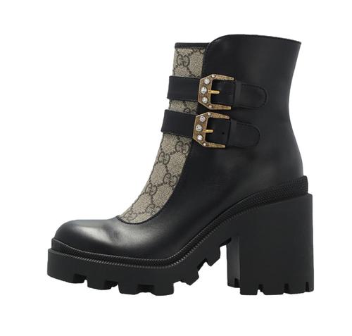 Gucci Женские ботильоны из кожи GG Supreme 7 см Черные 701100 UVV20 1182