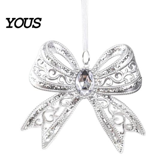 Reusable Acrylic Bows Faux Crystal Bow Christmas Ornament, Sparkly Hollow Party Hanging Supplies Knot Decoration for Home New Year Decor Seasonal