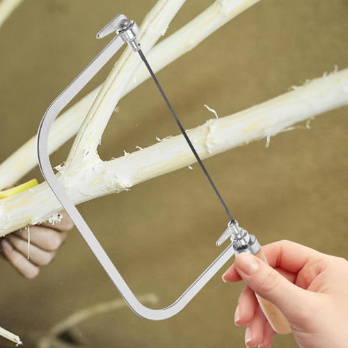 DFsucces Jigsaw, Hacksaw Frame, U-Shaped Decorative Cutting Saw, Steel Frame, Manual, for Stonework and Thin Woodworking, 4 Replacement Blades, Multi-