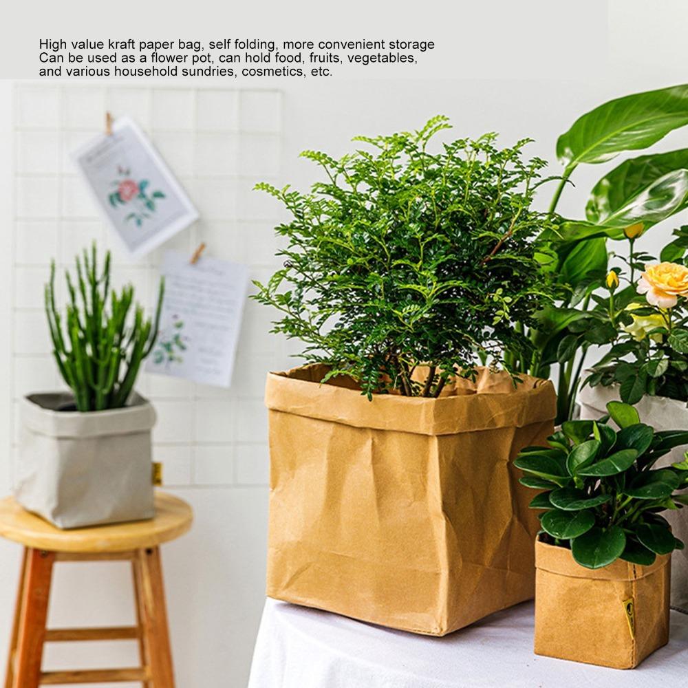 Washable Kraft Paper Bag Reusable Waterproof Bag Snacks Bags Kraft Storage Bags  Food Storage
