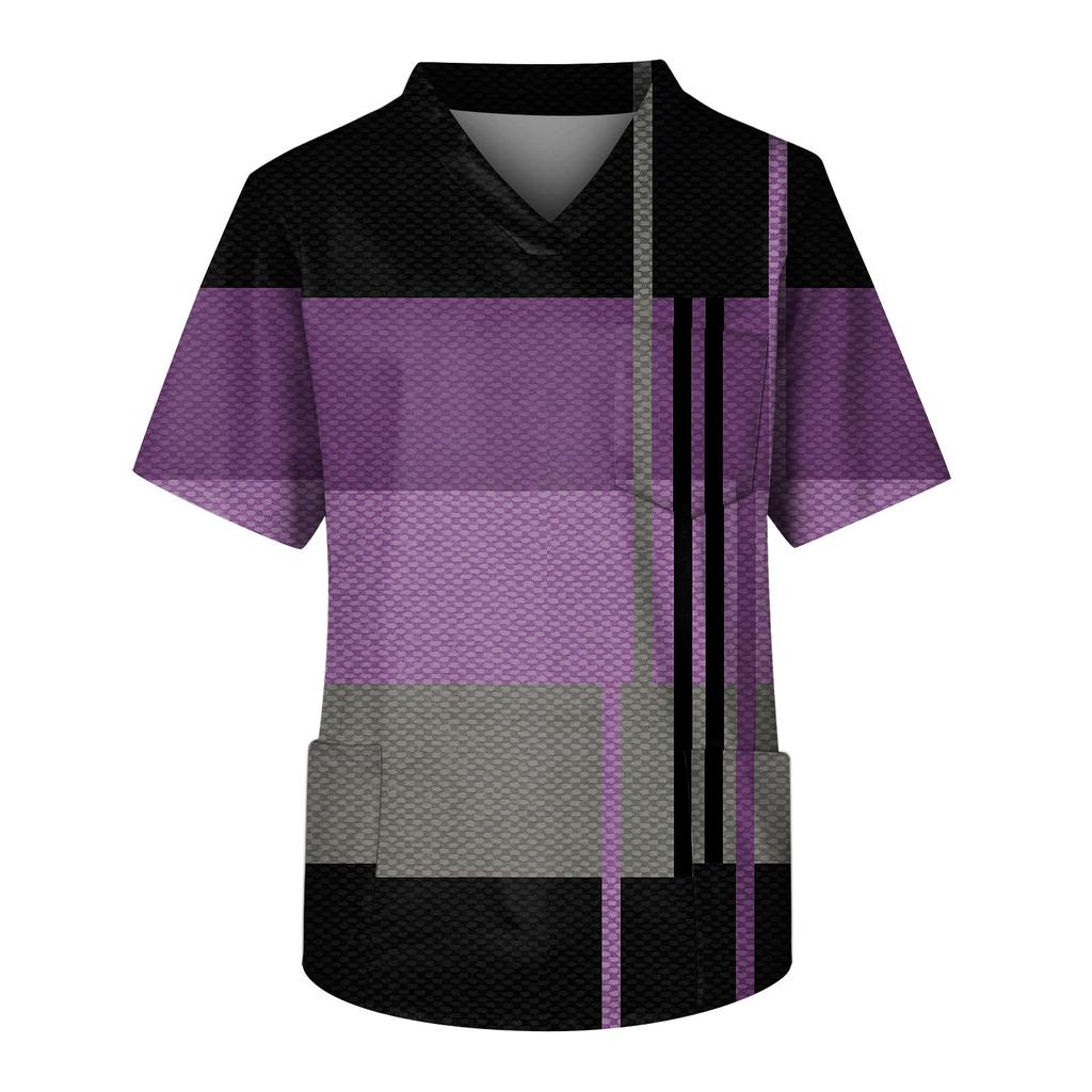 Мужской топ с короткими рукавами и V-образным вырезом с принтом мелких животных нагрудный карман и карман для ухода