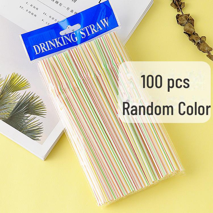 100 шт. одноразовых гибких цветных пластиковых трубочек для сока и напитков