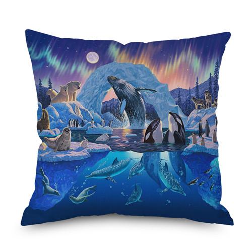 Животное волк дельфин Нордический короткий плюш Наволочка Полиэстер Декоративная наволочка для подушки Квадратный стиль-1