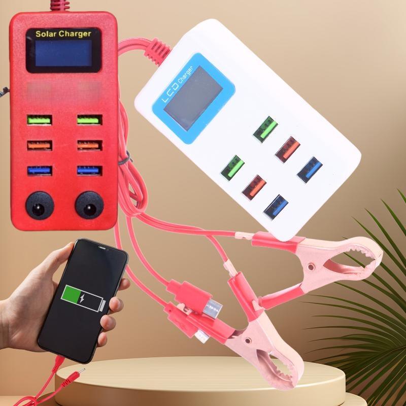1 шт. Универсальное 6 USB с ЖК-дисплеем, зажим, 12-24 В, многофункциональное зарядное устройство с зажимом для мобильного телефона, быстрая зарядка, аксессуары для DIY