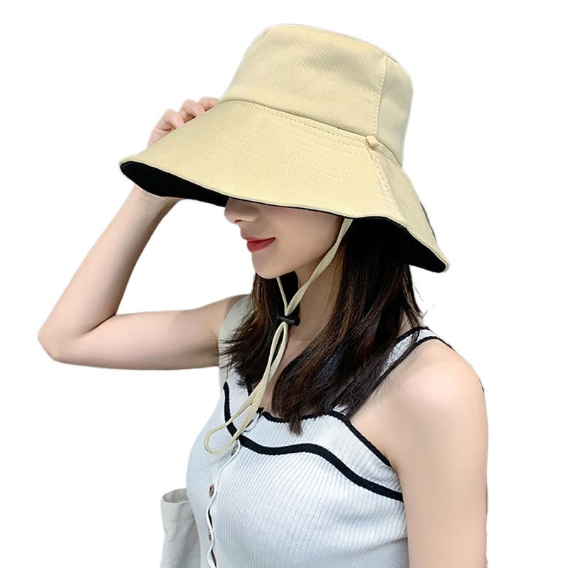 Women Sun Hats Solid Color Anti-UV Outdoor Sunscreen Summer Protective Cap Wide Brim Ladies Visor Hat