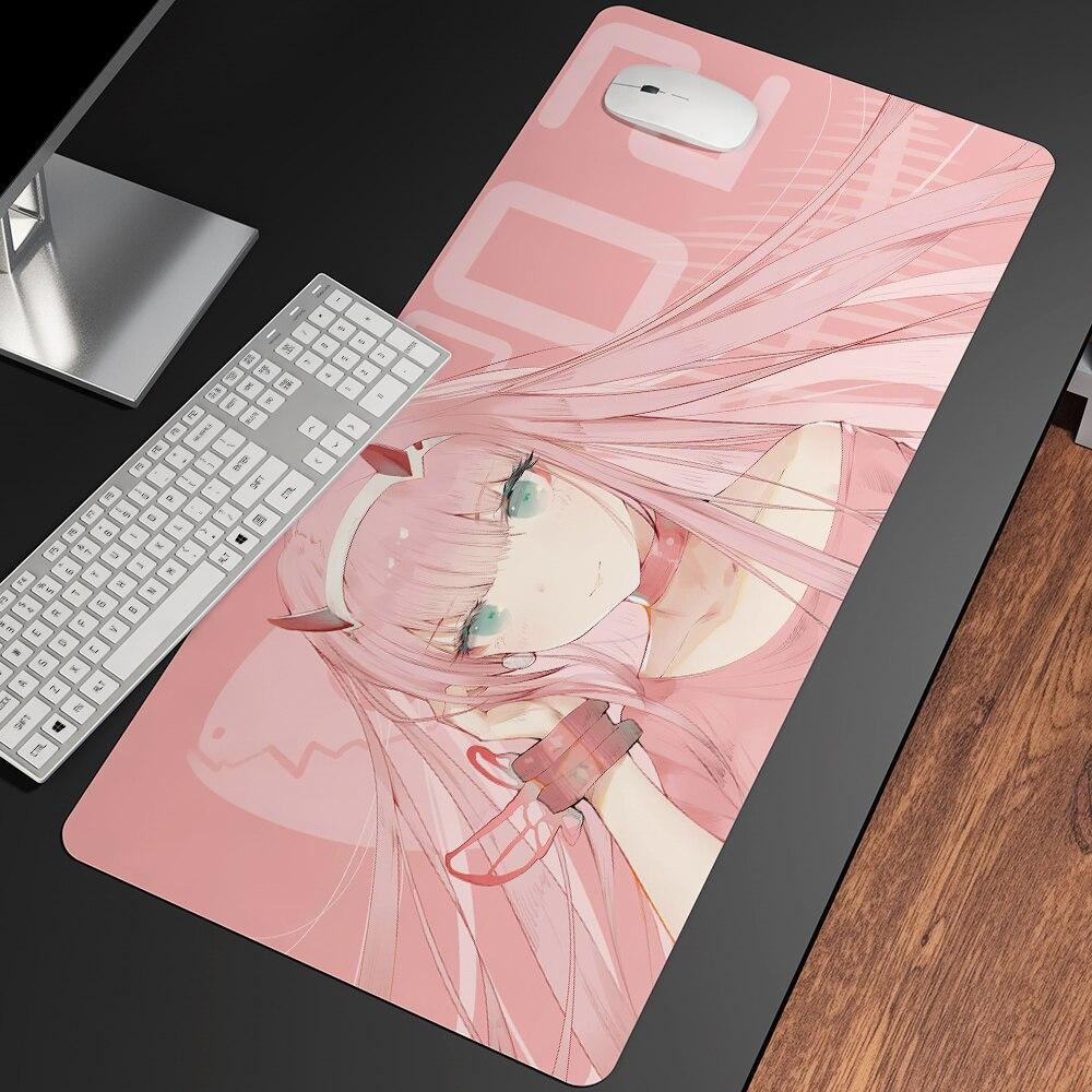 Сексуальный аниме «Дорогая в FranXX», офисные мыши, геймерские мягкие коврики для мыши с запирающимся краем, большой коврик для мыши, мультяшные офисные коврики для клавиатуры