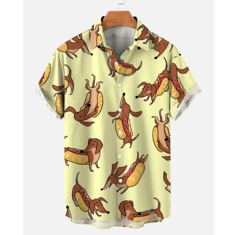 Мужская рубашка с анималистичным узором и лацканами, напечатанная на 3D-принте, для мужчин и женщин, повседневная мода, рубашки с короткими рукавами, топы на пуговицах, свободные, унисекс, одежда