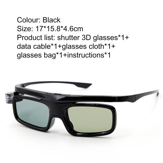 3D-очки GL1800 Легкие Изображение высокой четкости ПК Черные Активные затворные 3D-очки для 3D-проекторов/телевизоров DLP LINK
