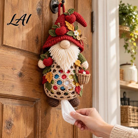 Functional Home Accessories Gnome Crochet Bag Holder DIY Kit Cute Sunflower Plastic Organizer Craft Kit Hanging Mushroom Xmas