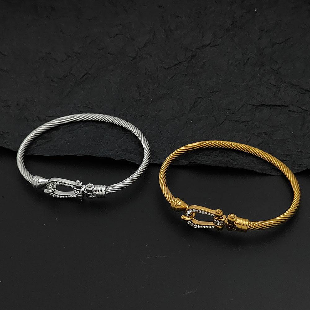 Fashionable Wire Horseshoe Stainless Steel Gold-plated Women's Bracelet Waterproof and Non-fading Bracelet Gift for Wife