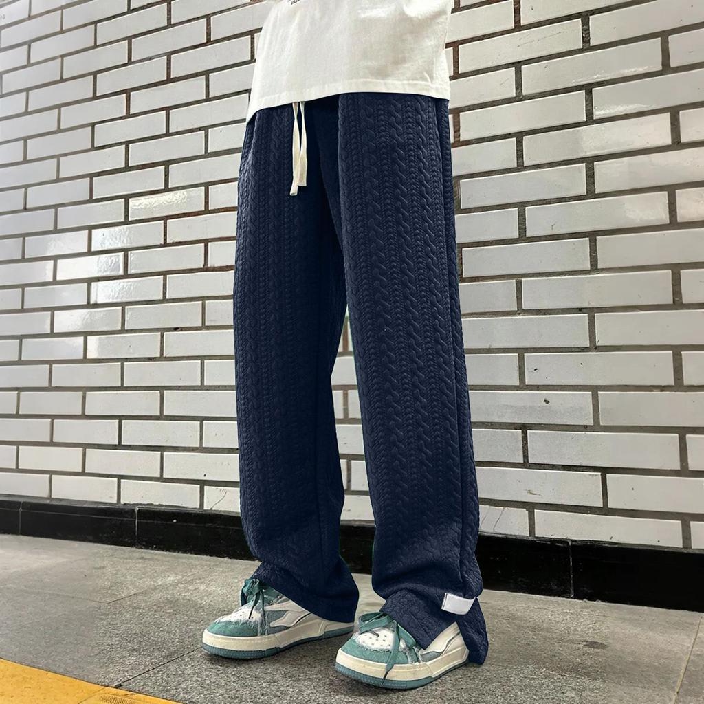 Мужские однотонные свободные спортивные штаны с широкими штанинами, мужские повседневные модные спортивные штаны