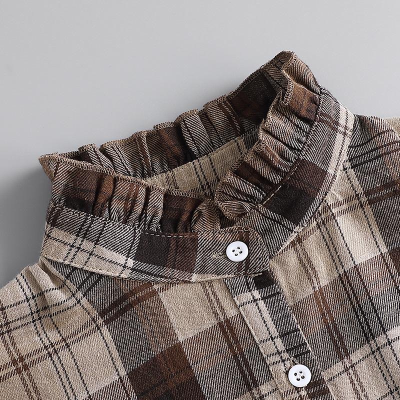 Coffee Plaid Fake Collar Versatile Universal Fake Collar Autumn Shirt Decorative Collar Sweater Fake Collar