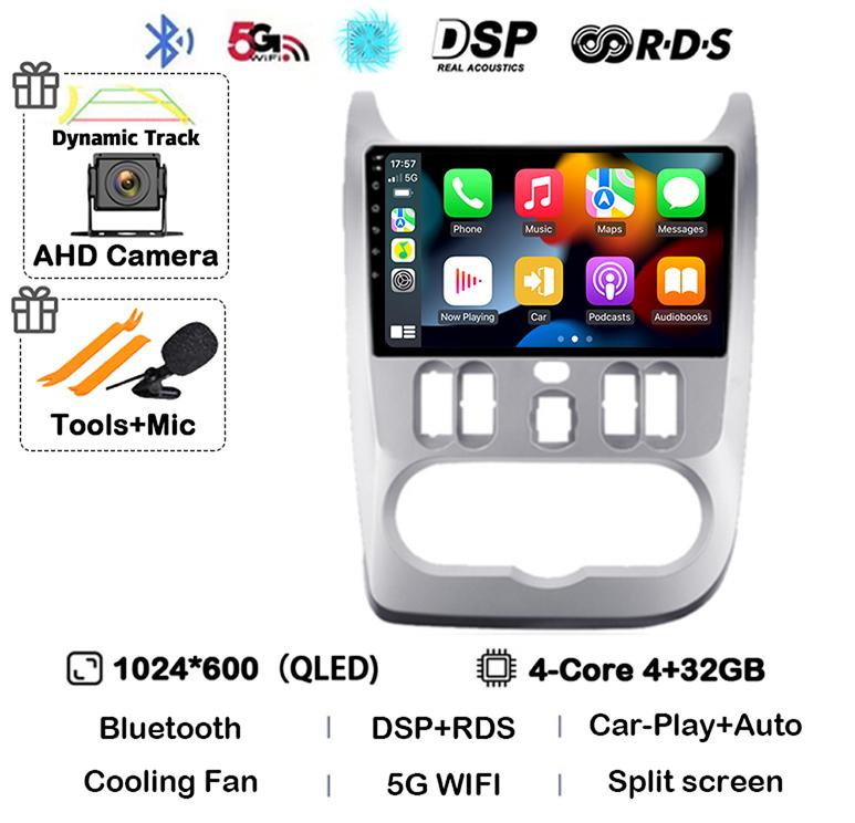 Android 14 Carplay Auto 4G+WIFI автомобильное радио для Renault Logan 1 Sandero 2009 2010 2011 2012 2013-2015 Мультимедиа GPS головное устройство DSP