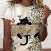 Очаровательная женская футболка с принтом Whimsy Cat 3D, удобная повседневная футболка с коротким рукавом и круглым вырезом, идеальная для весны и лета, женская мода