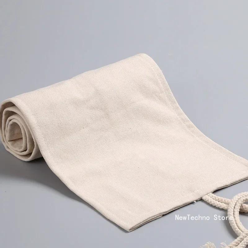 Canvas Roll Up Pen Curtain Case Pencil Bag Makeup Wrap Holder Storage Pouch School Supplies