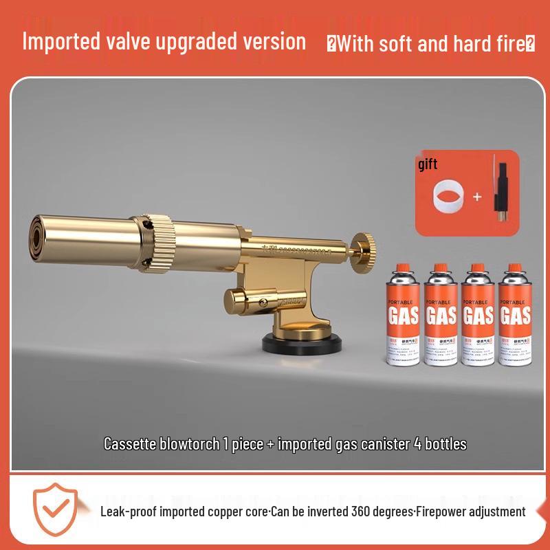 All Copper Flame Torch for Gas Cartridge - Handheld Blowtorch for Pig Hair Removal