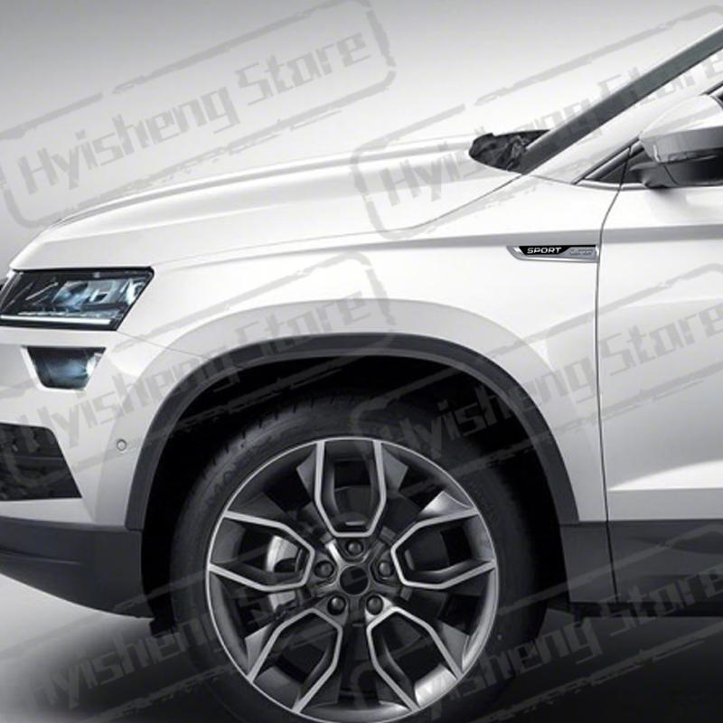 JBIW9 2PCS Metal Car Styling Sport Line Sticker Badge Car Body Side Emblem For Skoda Octavia Rapid Kodiaq Karoq Fabia Kamiq Superb