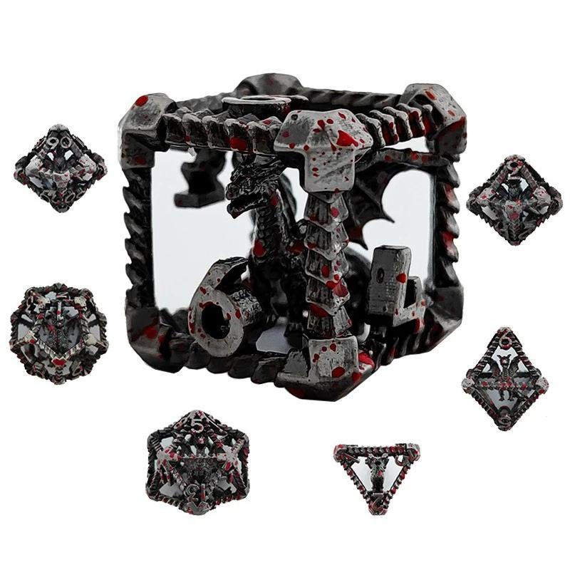 7pcs/set Hollow Dragon Dice Set Role-playing Game Polyhedral Dragon Dice Tabletop DND Game Party Accessories