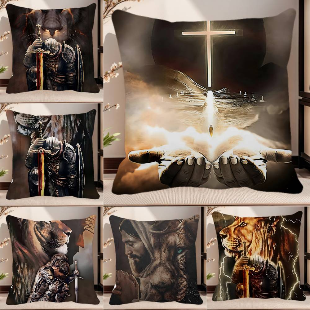 Christian Bible Jesus Christian Pillow Case Square Pillow Bedroom Sofa Leisure Comfort Cushion Car Home Decoration