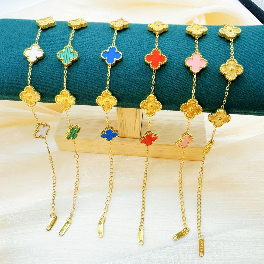 Titanium Steel Five Flowers Four-Leaf Clover Bracelet Women Do Not Lose Color 18K Light Luxury Jewelry