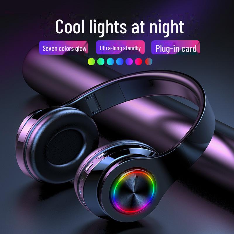 Горячая распродажа B39 светящаяся беспроводная гарнитура Bluetooth с креплением на голову - мощный бас, складная, со слотом для карты