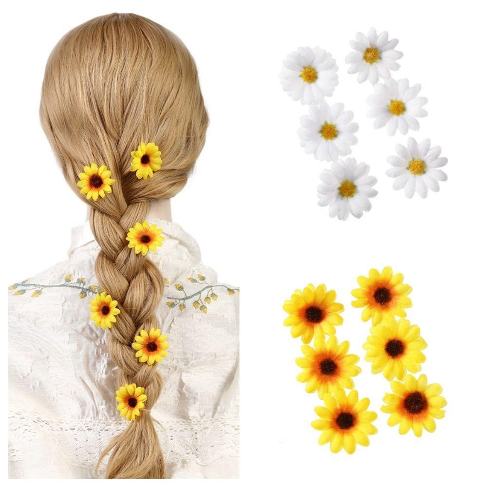 6pcs/set Cloth Sunflower Hairpins Bohemian Style Girl Hair Clip Seaside