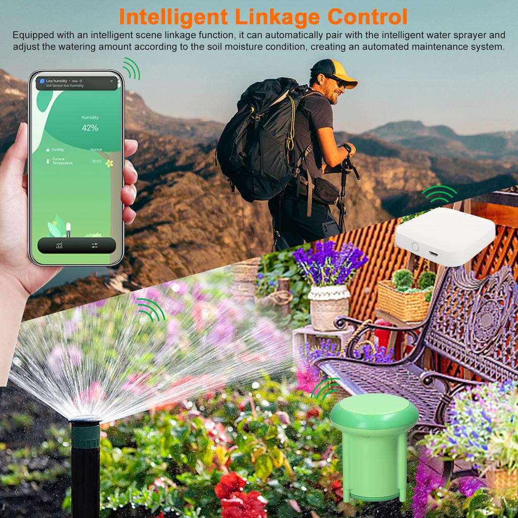 Tuya ZigBee Soil Tester Temperature Humidity Sensor IP66 Tuya APP Control Support View History Device Sharing Use with Gateways