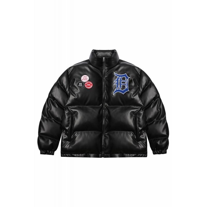 Oversized Hooded Cotton Puffer Jacket Men Women Winter Warm Loose Fit Streetwear With Embroidered Patch