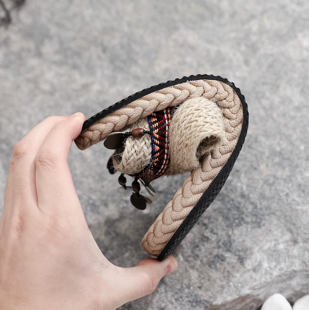 Handmade Slipper Women's Summer Bohemian Fashion Flowing Flat Beach Shoes