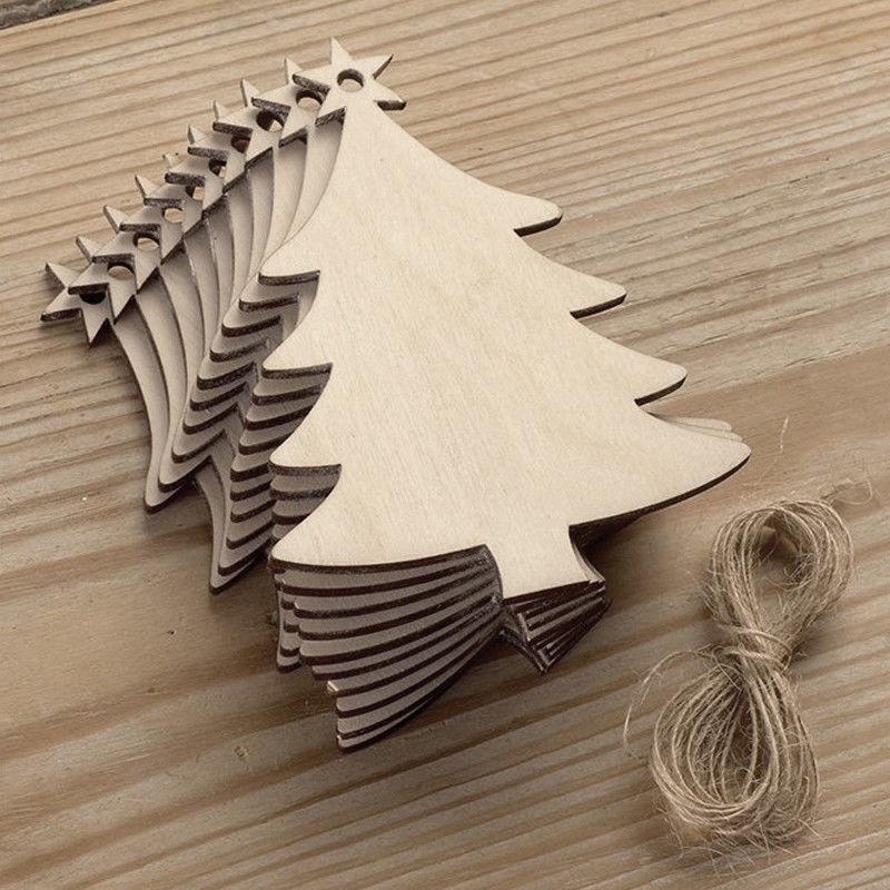 Christmas Wood Chip Tree Ornaments Xmas Hanging Pendant Decoration Gifts AVE