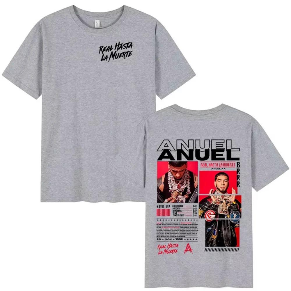 2026 Anuel AA Real Hasta La Muerte TShirt Unisex Summer Hip Hop Gothic 100 Cotton Short Sleeve Tour New Album Tshirt