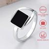 Fashion 925 Sterling Silver Square Black Rings for Women Daily Party Finger Ring Fine Jewelry Gift
