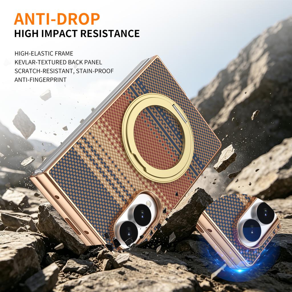 For Samsung Galaxy Fold8 Fold 8 Shockproof for Magsafe with Tempered Glass Film Cover 360 Rotating Magnetic Stand Leather Case