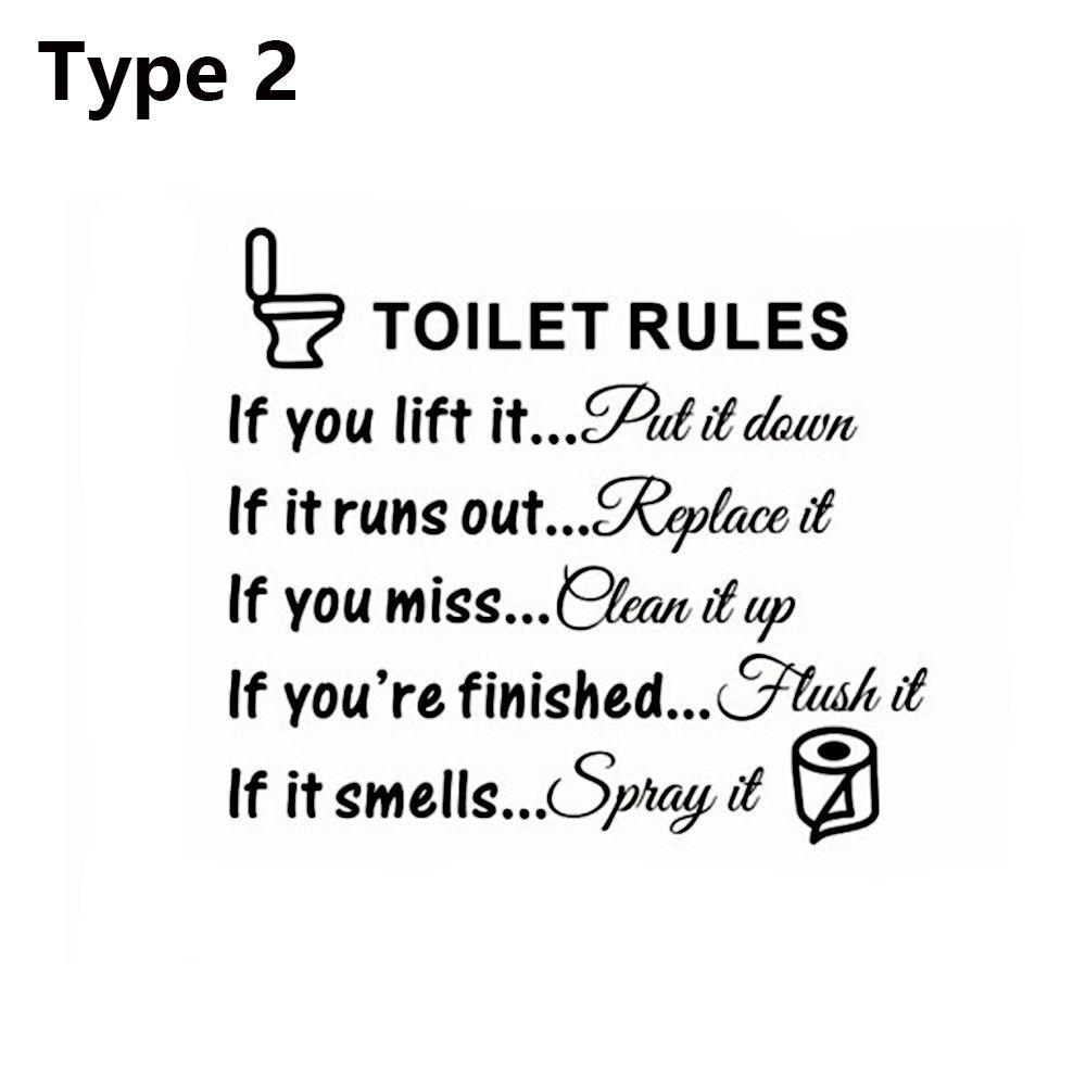 DIY Bathroom Wall Art Home Decor Quotation Decals Wall Stickers Mural Toilet Rules