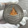 Challenge Coin Dumpster Flame Pattern Retro Silver Color Challenge Medal Unique Office Desk Accessory Commemorative Gift (New Letter)