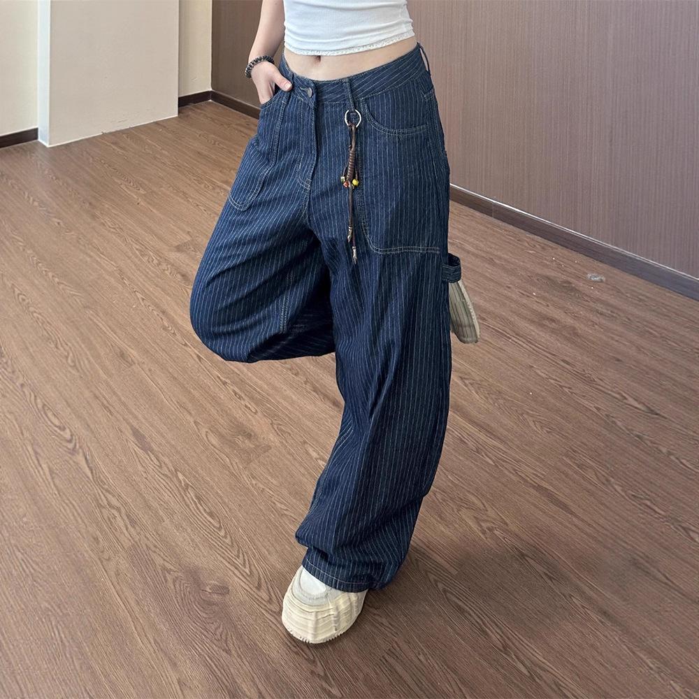 Женские джинсы-карго JYL Американский пэчворк Многокарманные Нишевые Bootcut Широкие Джинсовые