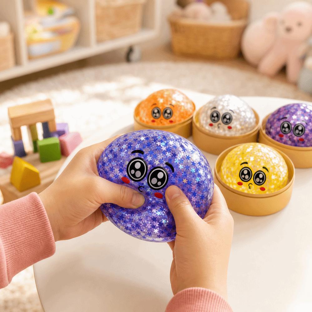 Soft Steamed Stuffed Bun Squeeze Pinch Le Glitter Squeeze Toy For Stress Anxiety Relief