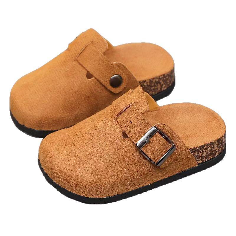Детские шлепанцы в корейском стиле Birkenstock: Модная закрытая обувь на толстой подошве для мальчиков и девочек