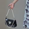 Designer Underarm Bag  Summer New PU Butterfly Pattern Pearl Chain Glossy Lacquer Leather One Shoulder Crossbody Bag