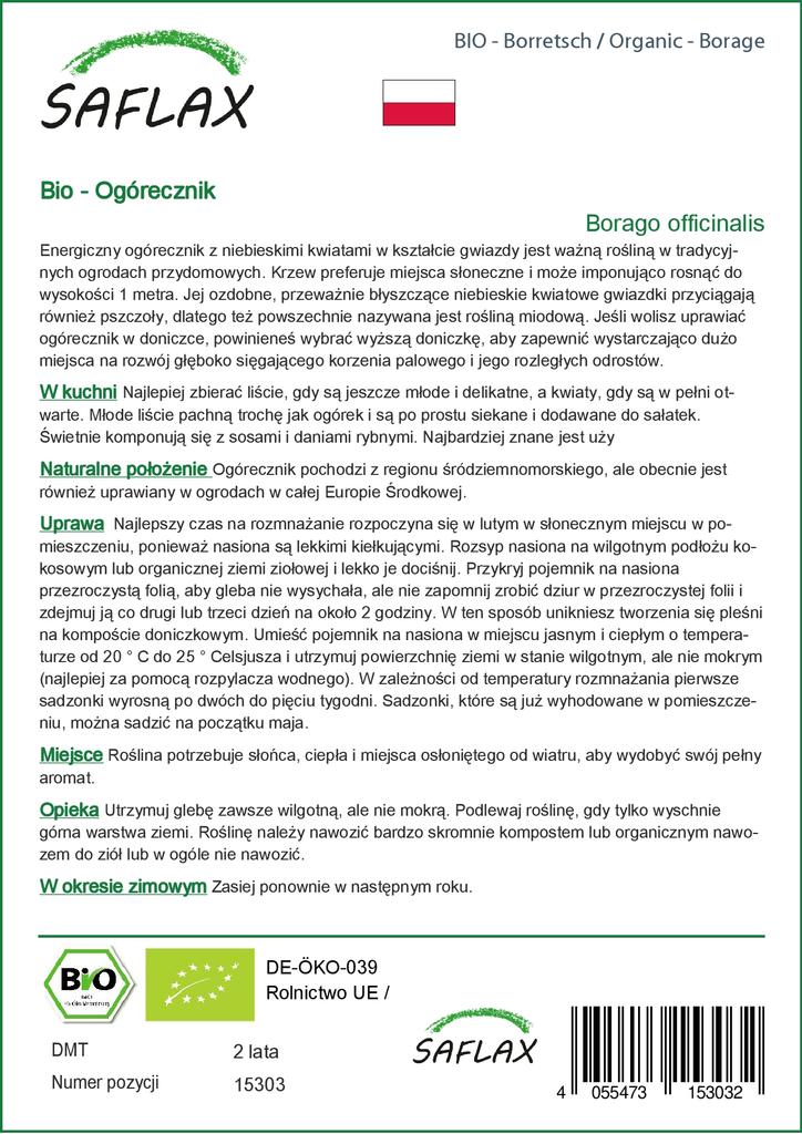 SAFLAX Garden in the Bag - Органический - Бурачник - 40 семян - С субстратом в подходящем стоячем пакете - Borago officinalis