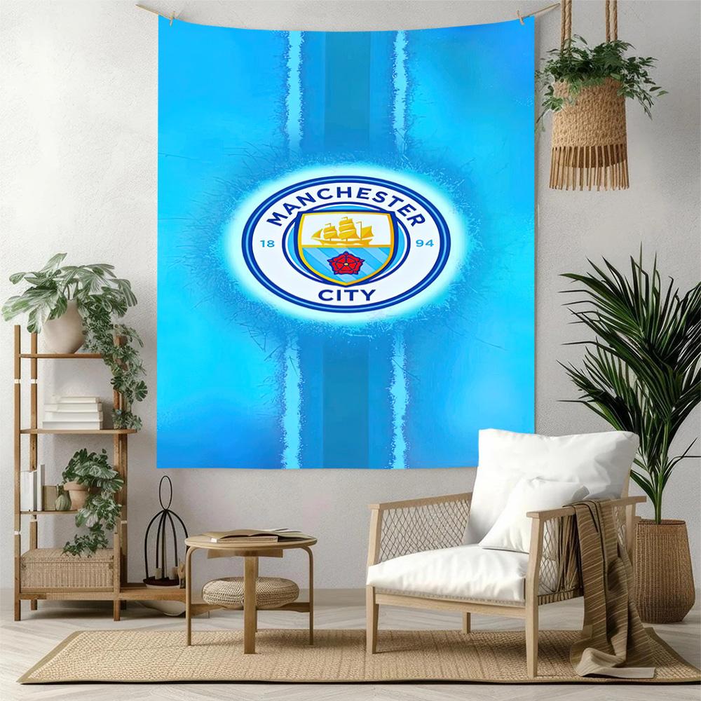Manchester City Fc Logo Wall Decor Tapestry Art For Pet Memorial Birthdaywedding Party Backdrop Family Gift