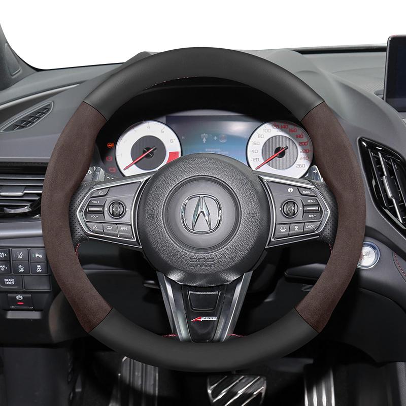 zkfan8 Suitable for Acura Suede Matte Carbon Fiber Texture Steering Wheel Cover Suitable for Mdx Rsx Integra Tl 2009 Ilx Rl Rdx 