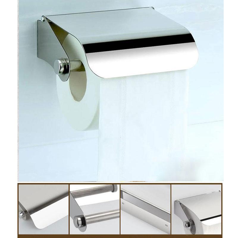 Toilet Paper Roll Holder with Curve Cover Stainless Steel Wall Mounted for Bathroom