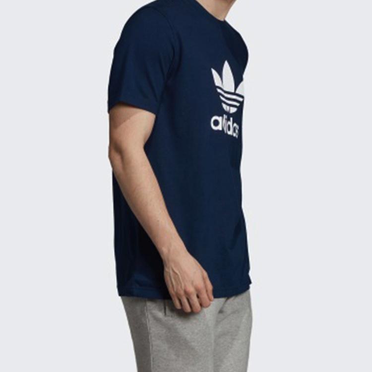 Men's adidas originals Trefoil Tee Colleage Alphabet Printing Breathable Short Sleeve Blue ED4715