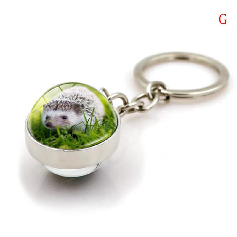 Милый брелок в виде ежика, кулон с кабошоном, драгоценный камень, стеклянный шар, металлический брелок